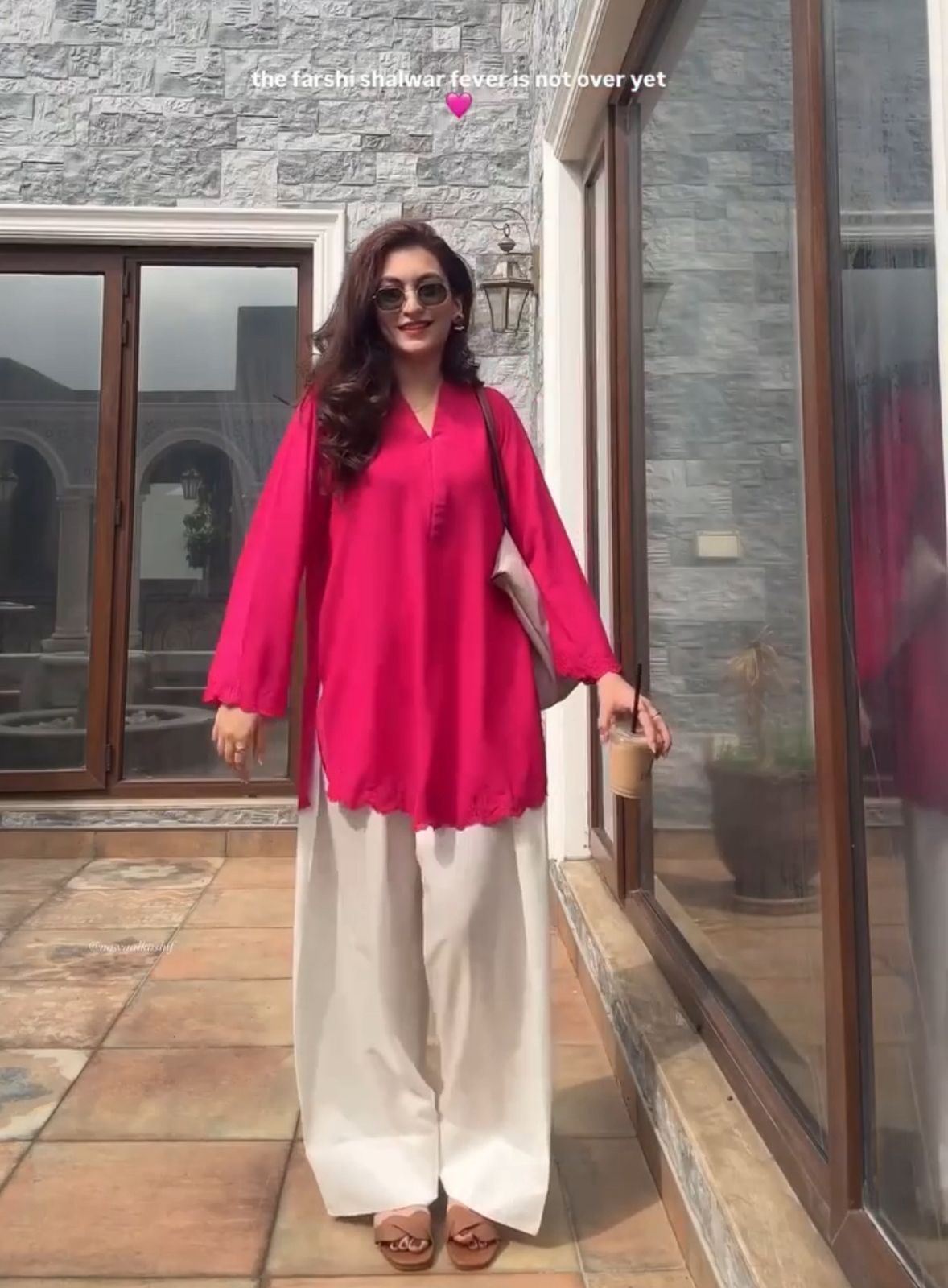Gulnar — Embroidered Crepe Kurta with Farsi Salwar | Fuchsia Pink