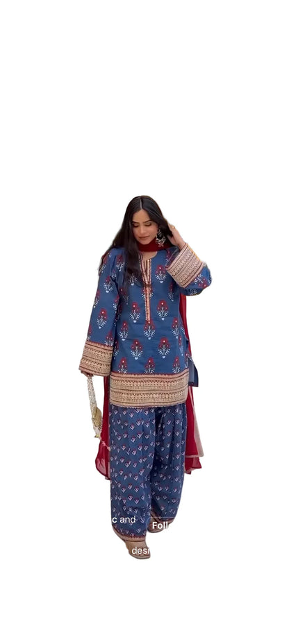 Blue buta print Farsi