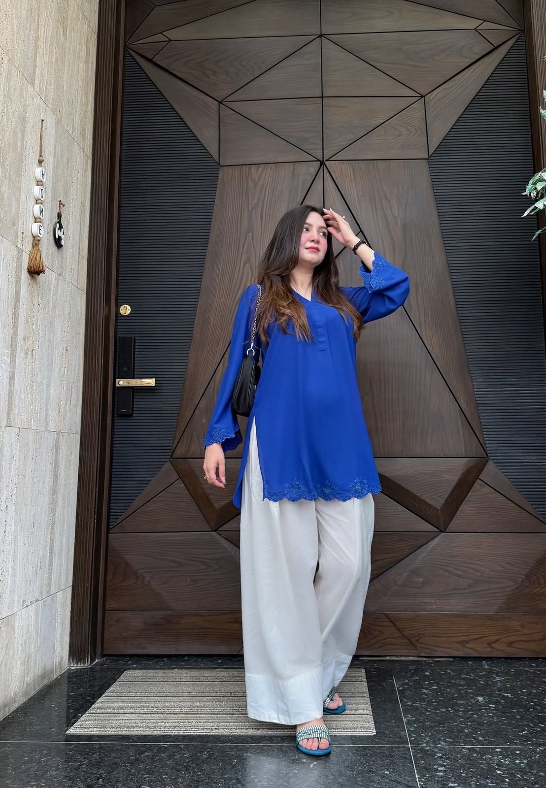 Inara — Embroidered Crepe Kurta with Farsi Salwar | Cobalt Blue